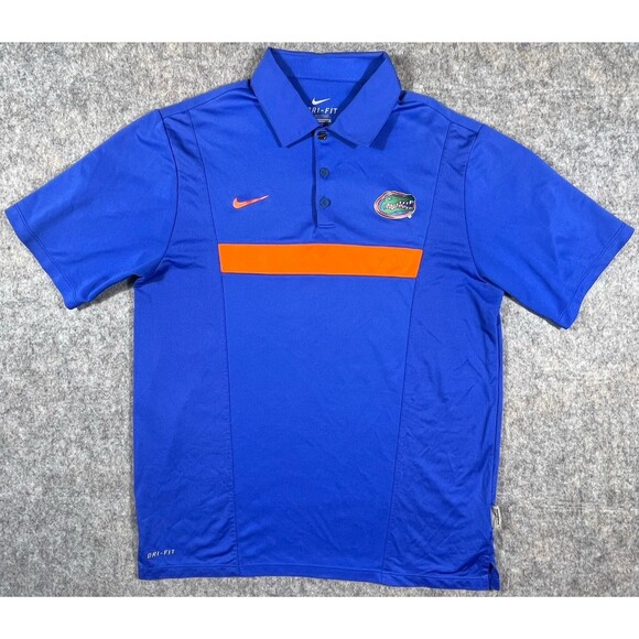 Florida Gators Nike Dri-Fit Polo Shirt Blue Swoosh Logo Authentic Team Men’s Med - Picture 1 of 11